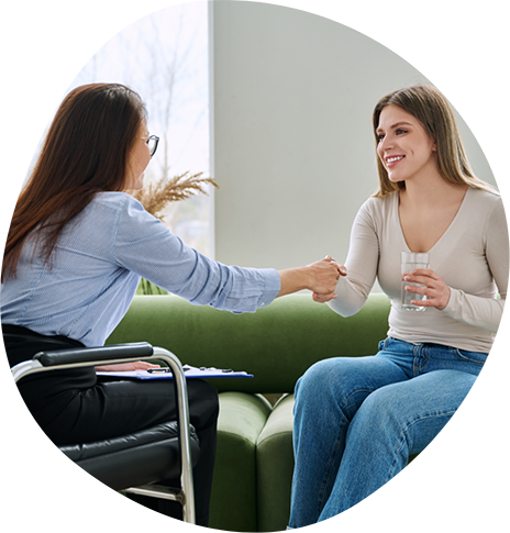 Psychiatrist shaking hands with a patient