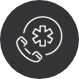 Icon of a telephone receiver next to a medical symbol